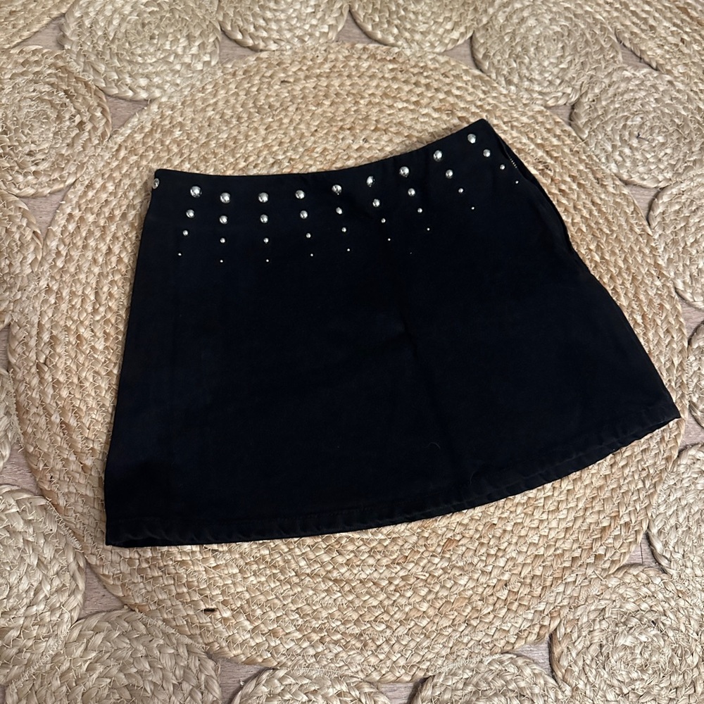 Zara Black Mini Skirt with Silver Studs